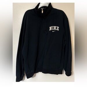 Nike Old School Navy Crewneck Pullover with Subtle Swoosh Vintage Size XL